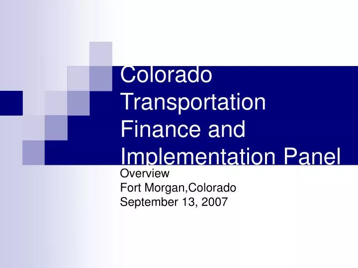 colorado transportation finance and implementation panel