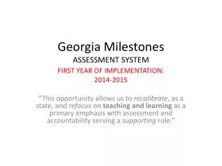 Georgia Milestones ASSESSMENT SYSTEM