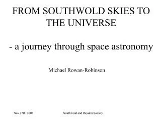 FROM SOUTHWOLD SKIES TO THE UNIVERSE - a journey through space astronomy