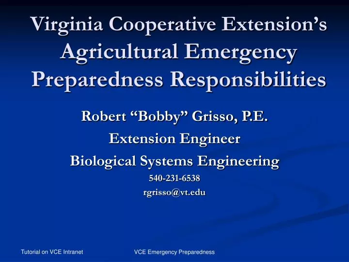 virginia cooperative extension s agricultural emergency preparedness responsibilities