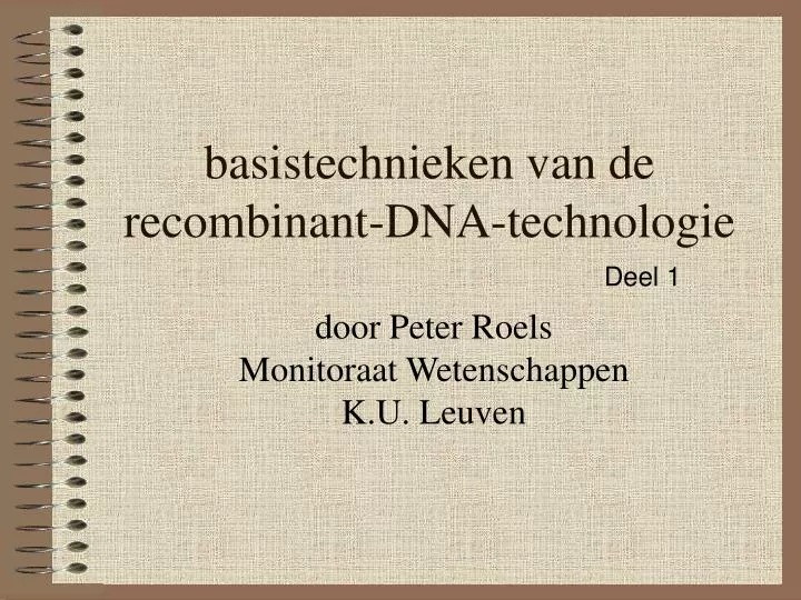 basistechnieken van de recombinant dna technologie