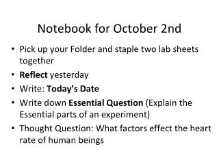 Notebook for October 2nd