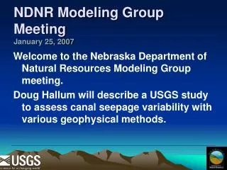 NDNR Modeling Group Meeting January 25, 2007
