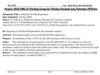 Project: IEEE P802.15 Working Group for Wireless Personal Area Networks (WPANs)