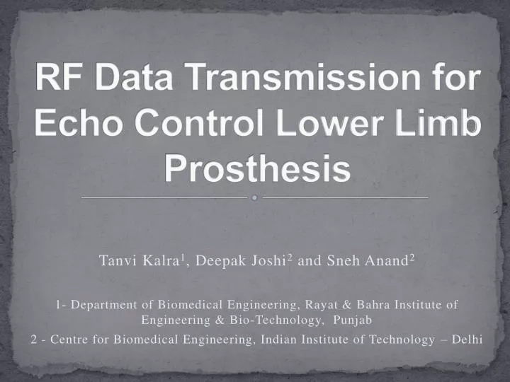 rf data transmission for echo control lower limb prosthesis