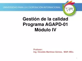 Gestión de la calidad Programa AGAPD-01 Módulo IV