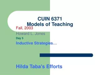 CUIN 6371 Models of Teaching
