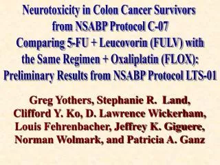 Neurotoxicity in Colon Cancer Survivors from NSABP Protocol C-07
