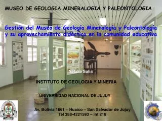 MUSEO DE GEOLOGIA MINERALOGIA Y PALEONTOLOGIA
