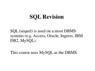 SQL Revision