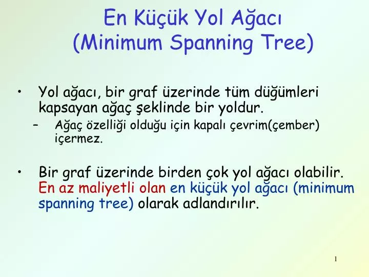 en k k yol a ac minimum spanning tree