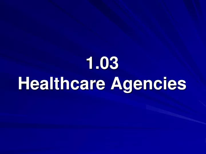 1 03 healthcare agencies