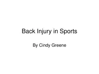 Back Injury in Sports