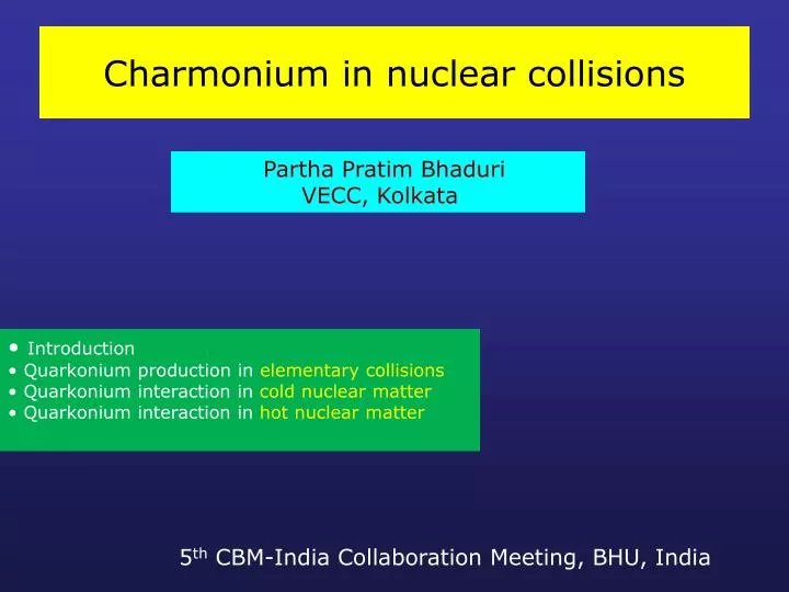charmonium in nuclear collisions