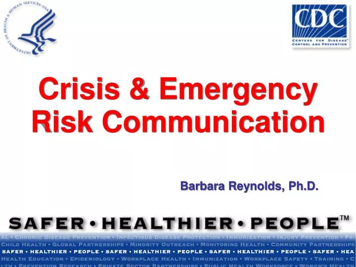 crisis emergency risk communication barbara reynolds ph d