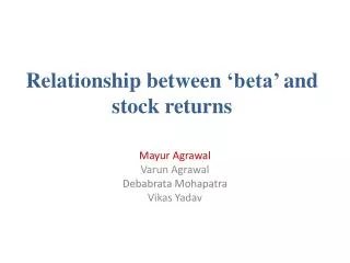 Relationship between ‘beta’ and stock returns