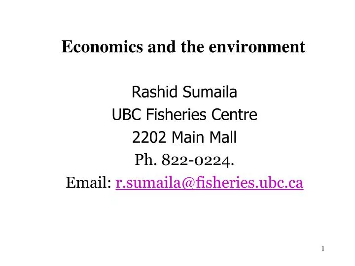 economics and the environment