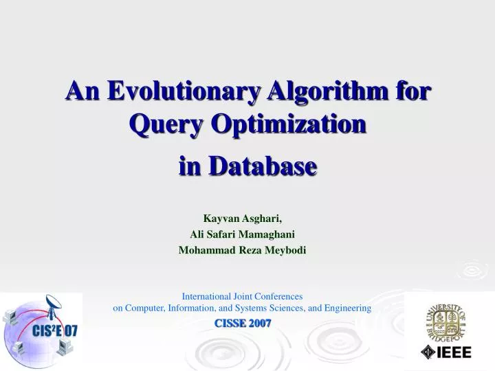 an evolutionary algorithm for query optimization in database