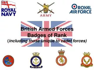 British Armed Forces Badges of Rank ( including those unique to cadet forces)