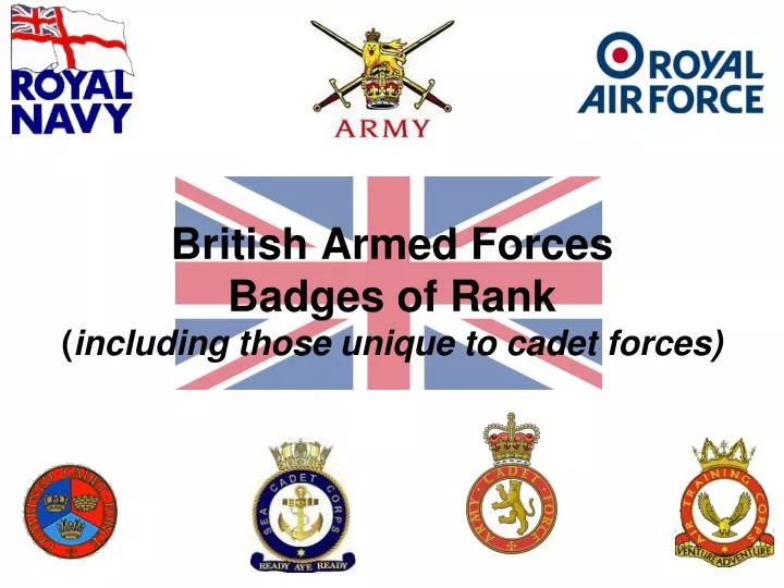 british armed forces badges of rank including those unique to cadet forces