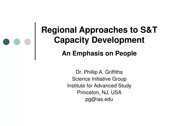 regional approaches to s t capacity development an emphasis on people