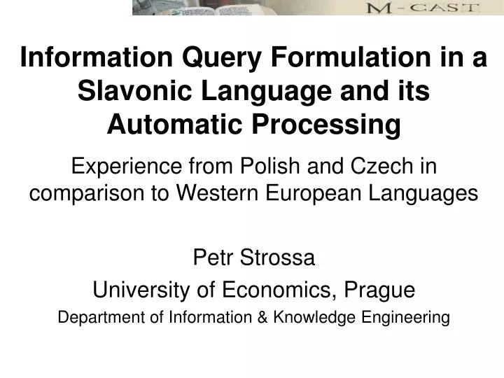information query formulation in a slavonic language and its automatic processing