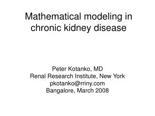 Mathematical modeling in chronic kidney disease