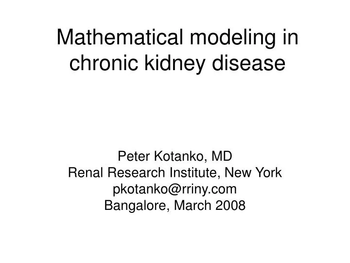 mathematical modeling in chronic kidney disease