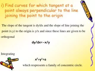 The slope of the tangent is dy/dx and the slope of line joining the
