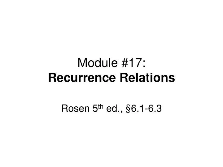 module 17 recurrence relations