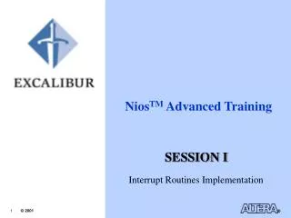 Nios TM Advanced Training