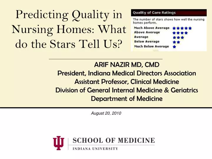 predicting quality in nursing homes what do the stars tell us