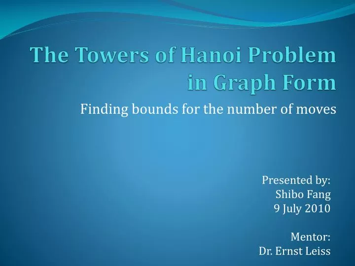 the towers of hanoi problem in graph form