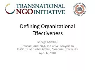 Defining Organizational Effectiveness