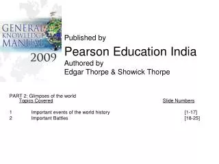 Published by Pearson Education India Authored by Edgar Thorpe &amp; Showick Thorpe