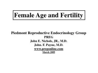 Female Age and Fertility