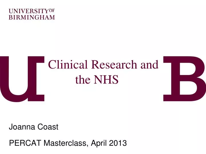clinical research and the nhs and economics