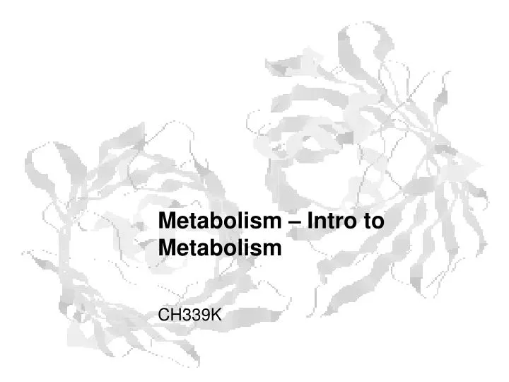metabolism intro to metabolism