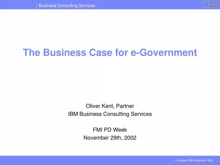 the business case for e government