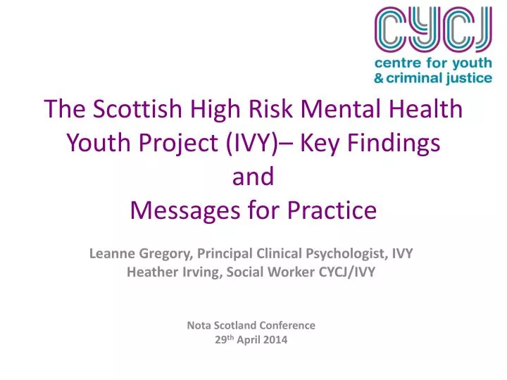 the scottish high risk mental health youth project ivy key findings and messages for practice