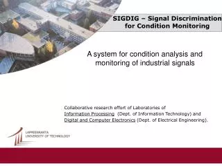 SIGDIG – Signal Discrimination for Condition Monitoring