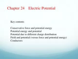 Chapter 24 Electric Potential