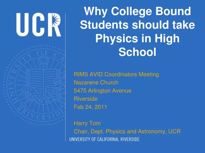why college bound students should take physics in high school