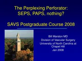 The Perplexing Perforator: SEPS, PAPS, nothing? SAVS Postgraduate Course 2008