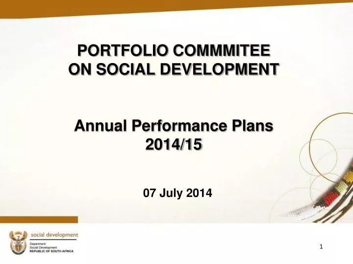 portfolio commmitee on social development annual performance plans 2014 15
