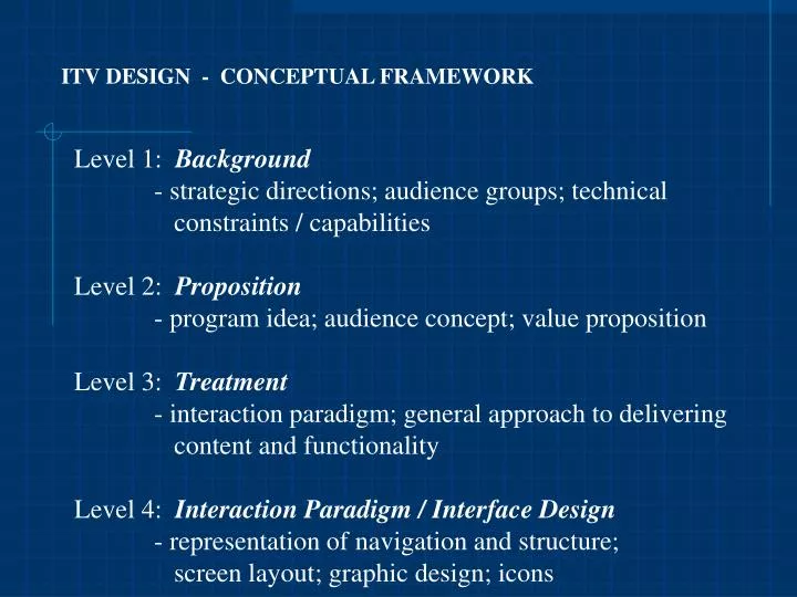 itv design conceptual framework
