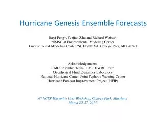 Hurricane Genesis Ensemble Forecasts