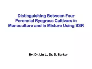 Distinguishing Between Four Perennial Ryegrass Cultivars in Monoculture and in Mixture Using SSR