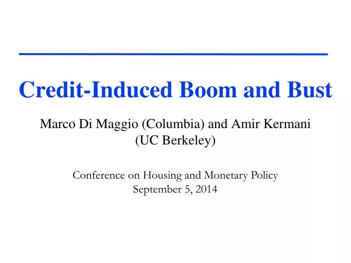 credit induced boom and bust
