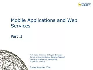 Mobile Applications and Web Services Part II